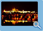 A night view of The Prague Castle and The Charles Bridge